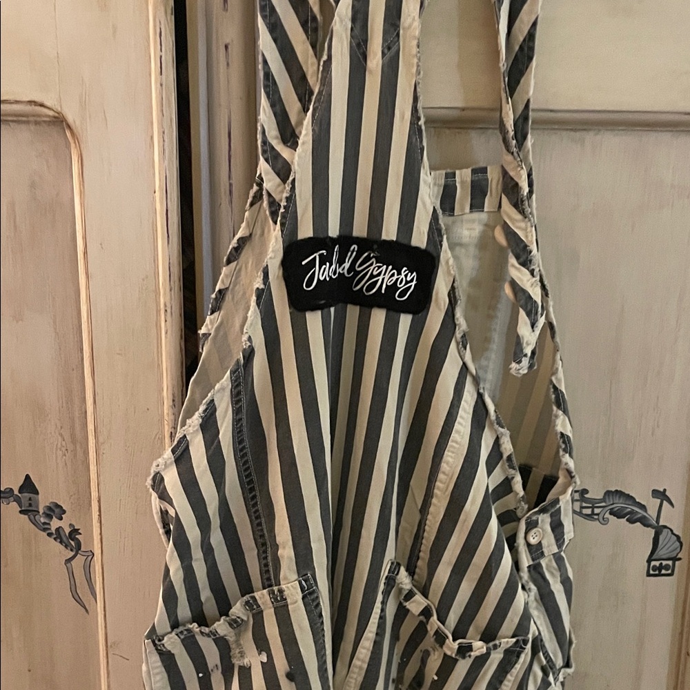 Striped Black and White Women's Jumpsuit - Picture 2 of 9